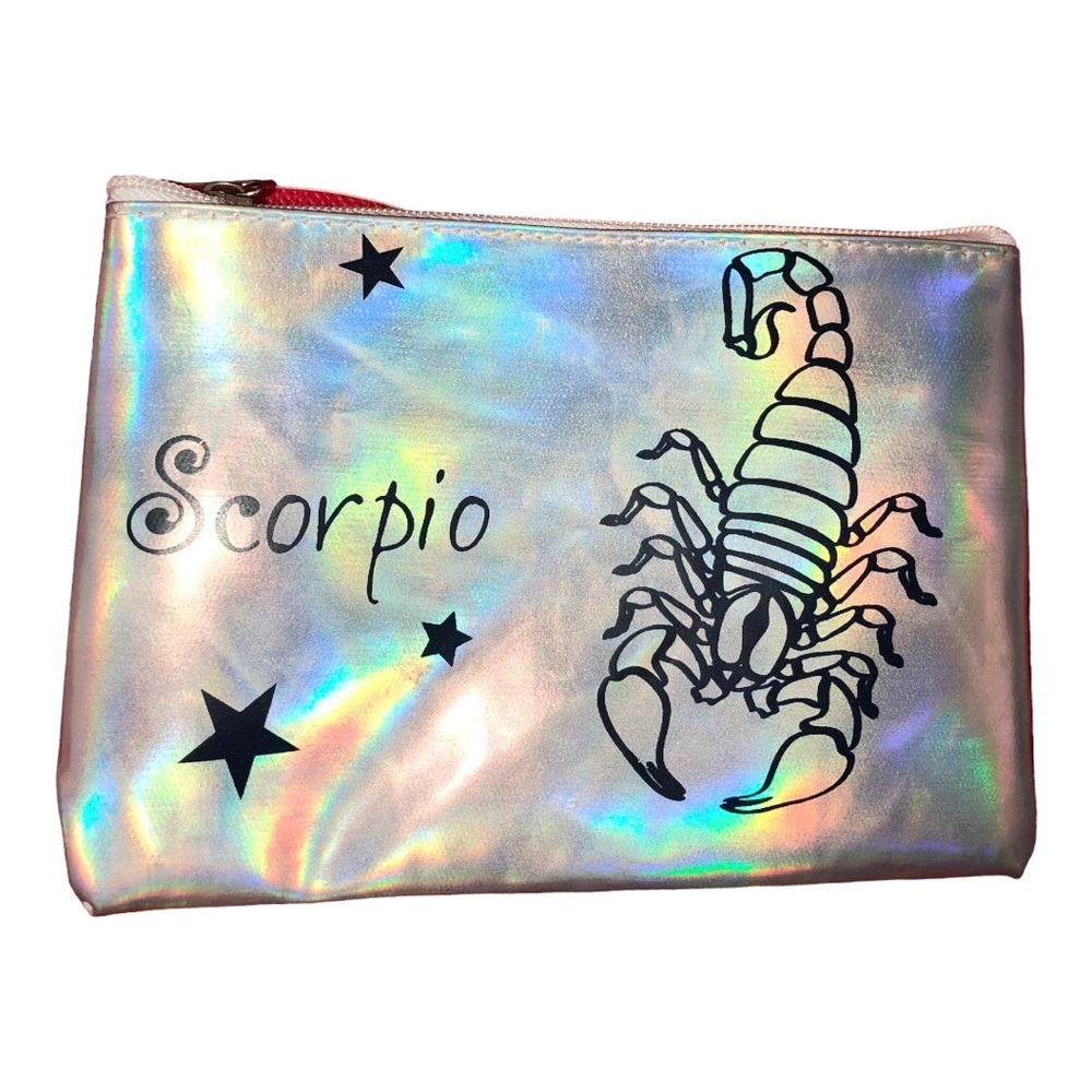 2 silver reflective Scorpion &‎ Cancer horoscope cosmetic beauty makeup bags new